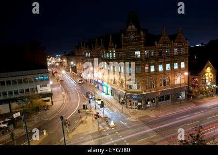 Night time view of Canal Street and Carrington Street in Nottingham, Nottinghamshire England UK Stock Photo