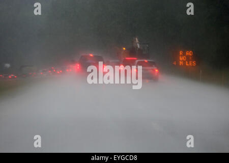 Charlotte, USA, symbol photo, poor visibility on the highway in the rain