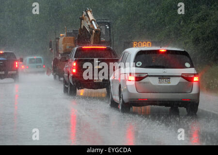 Charlotte, United States, motor vehicles in the rain on the motorway