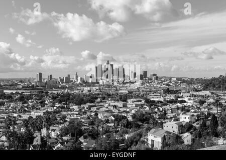 Clear smog free black and white view of Los Angeles in Southern California. Stock Photo