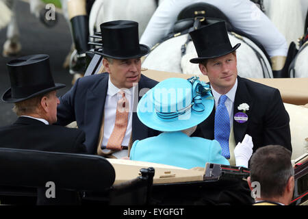 Ascot, Great Britain, Prince Andrew, The Duke of York, (left) and Prince Harry of Wales sitting in a carriage Stock Photo