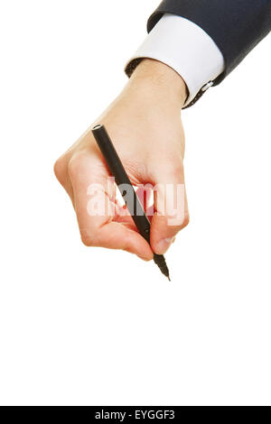 Man Hand writing Inspection with black marker on visual screen ...