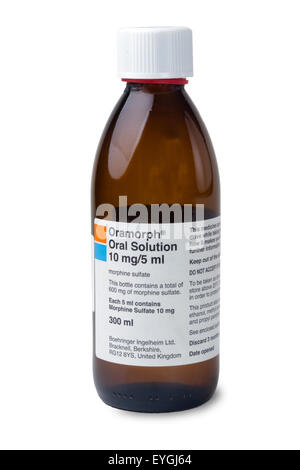 Bottle of Oramorph liquid morphine Stock Photo