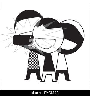 Taking Selfie Photo on Smart Phone concept . Vector Illustration Stock Vector