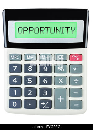 Calculator with OPPORTUNITY isolated on display on white background Stock Photo