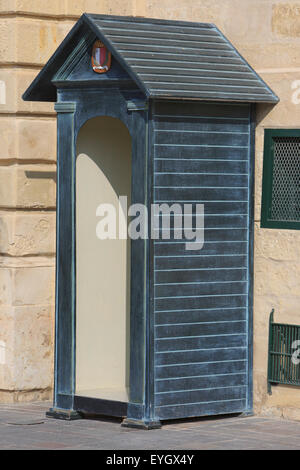 Maltese sentry box outside the Presidential Palace in Valletta, Malta Stock Photo