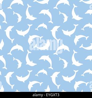 Seamless pattern with dolphins. Vector illustration. Stock Vector