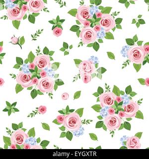 Seamless pattern with pink roses. Vector illustration. Stock Vector