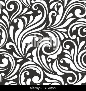 Floral pattern. Black and white seamless pattern with flowers ...