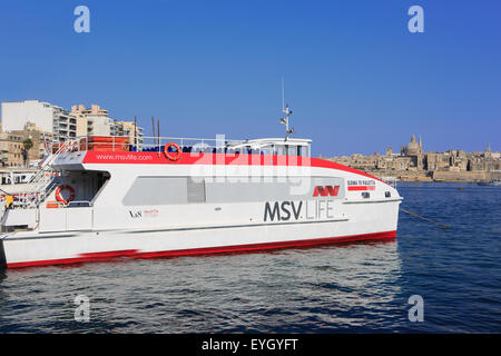 Ferry from Sliema to Valletta and back in Malta Stock Photo