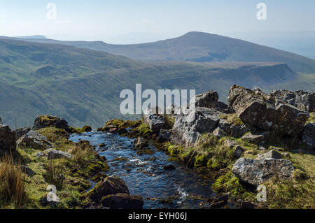 High Cup Nick on the Pennine Way, seen from above Hannahs Chair waterfall Stock Photo
