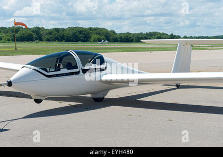 glider or sailplane on runway at municipal airport in faribault minnesota Stock Photo