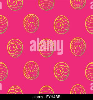 Vector Easter seamless background. Decorated eggs on a red background Stock Vector