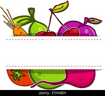Vector set. Fruits and vegetables in the style of doodle Stock Vector