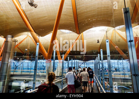 Spain,Europe,Spanish,MAD,Adolfo Suarez Madrid-Barajas Airport,international,interior inside,terminal,gate,Richard Rogers,Antonio Lamelas,architecure,b Stock Photo