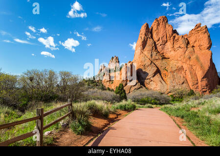 The rock formations in the Garden of the Gods National Natural Landmark near Colorado Springs, Colorado, USA. Stock Photo