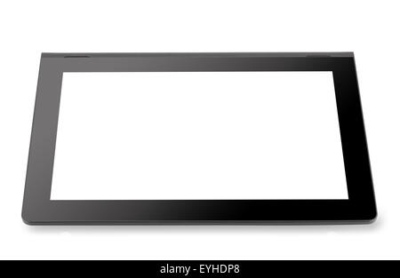 Black tablet computer with blank screen isolated on white background Stock Photo