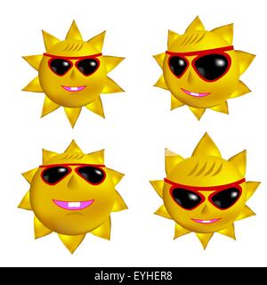 Set of Sun Icons Stock Vector
