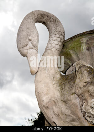 Detail of Urn with swans head close to the Tazza Fountain  in the Italian Garden in Kensington Gardens , London UK