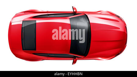 Red sports car - top angle Stock Photo