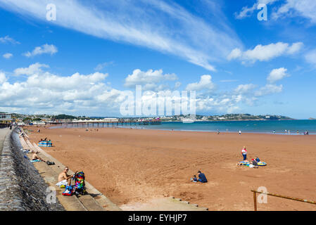 The beach and pier in Paignton, Torbay, Devon, England, UK Stock Photo