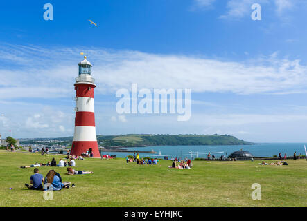 Smeaton's Tower on the Hoe, Plymouth, Devon, England, UK Stock Photo