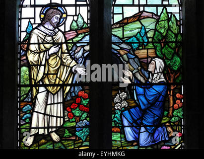 The Risen Christ Appearing to St Mary Magdalene, Church of St Seiriol, Penmon, Anglesey north wall of chancel Stock Photo