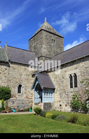 The 12th Century Church of St Seiriol's, Part Of The Historic Penmon Priory, Anglesey, Wales Stock Photo