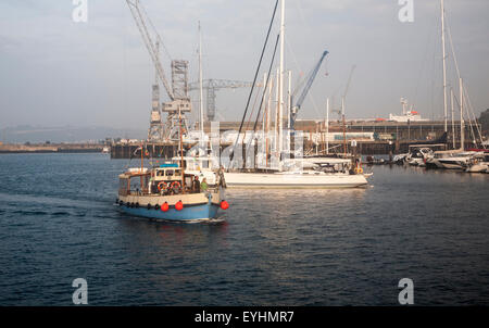 The St Mawes ferry arriving in the harbour, Falmouth, Cornwall, England, UK Stock Photo