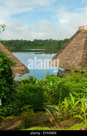 Napo Wilderness Lodge on Napo Lagoon, Yasuni NP, Ecuador Stock Photo