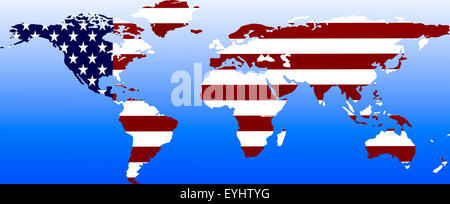 Symbolbild: Supermacht USA: Laenderumriss mit Flagge/ symbolic image: superpower USA: outline and flag. Stock Photo