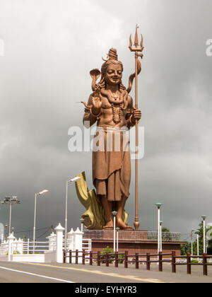 Mauritius. Big image of Mangal Mahadev - Shiva Statue at Ganga Talao by pilgrims way. The statue is 33 metres tall. Stock Photo