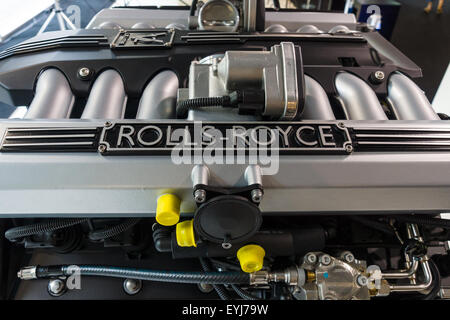 BERLIN - JUNE 14, 2015: Engine V12 DOHC (BMW N73) of the Rolls-Royce. The Classic Days on Kurfuerstendamm. Stock Photo