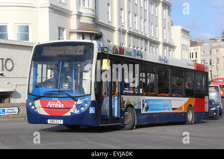 A STAGECOACH 2012 ALEXANDER DENNIS ADL ENVIRO 200 SINGLE DECK BUS IN HASTINGS ON A LOCAL ARROWS BUS SERVICE Stock Photo