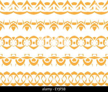 Vector set of yellow Tribal seamless patterns Stock Vector