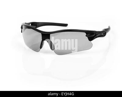 Black sunglasses on white background. Stock Photo