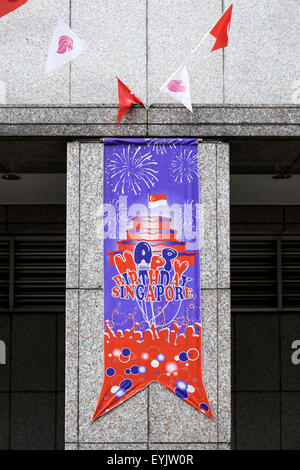 Banner saying happy birthday Singapore to celebrate the country's 50th year of independence. Stock Photo