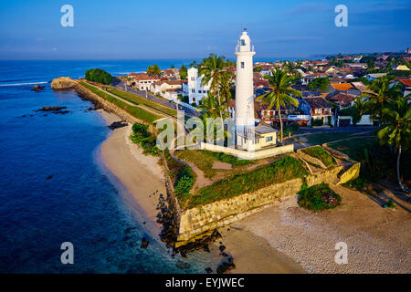 Sri Lanka, Southern Province, South Coast beach, Galle town, Dutch fort, UNESCO World Heritage site, aerial view Stock Photo