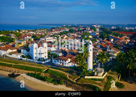 Sri Lanka, Southern Province, South Coast beach, Galle town, Dutch fort, UNESCO World Heritage site, aerial view Stock Photo