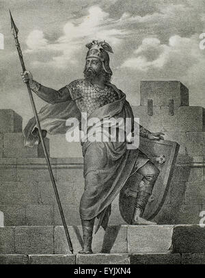 Alfonso II of Aragon called the Chaste (1154-1196). King of the Kingdom of Aragon. Engraving in Spain Illustrated History, 19th century. Stock Photo