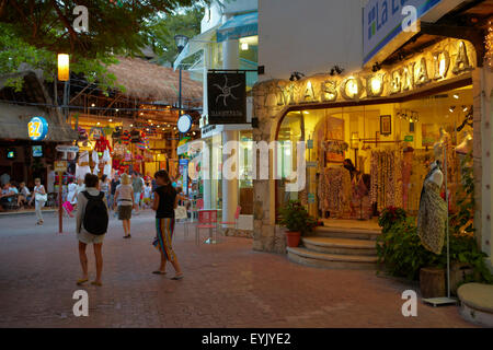 America, Mexico, Quintana Roo state, Playa del Carmen village at night Stock Photo