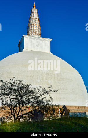 Sri Lanka, North Central Province, Anuradhapura, historic capital of Sri Lanka, UNESCO World Heritage Site, Ruvanvelisaya dagoba Stock Photo