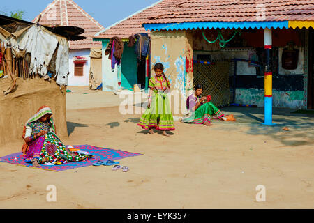 India, Gujarat, Kutch, Ludia village, Harijan ethnic group Stock Photo