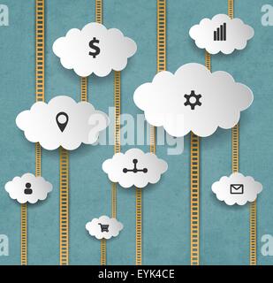 Abstract Internet Marketing Background With Clouds And Stairs Stock Vector