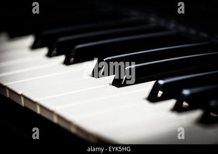 piano keys. close-up frontal view of keyboard blak and white Stock Photo