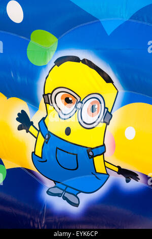 Close up detail of Minion on Minions bouncy castle at Bournemouth beach, Bournemouth, Dorset UK in July Stock Photo