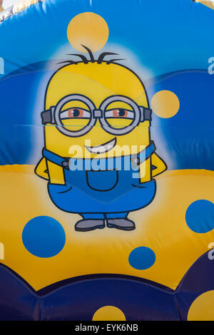 Close up detail of Minion on Minions bouncy castle at Bournemouth beach, Bournemouth, Dorset UK in July Stock Photo