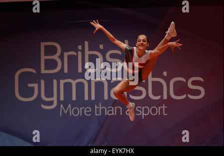 Liverpool, UK. 31st July, 2015. British Gymnastics Championship Series Day 2. Jasmine Potter of the Bulmershe Gymnastics Club competes in the Aerobics British Championships 2015. © Action Plus Sports/Alamy Live News Stock Photo