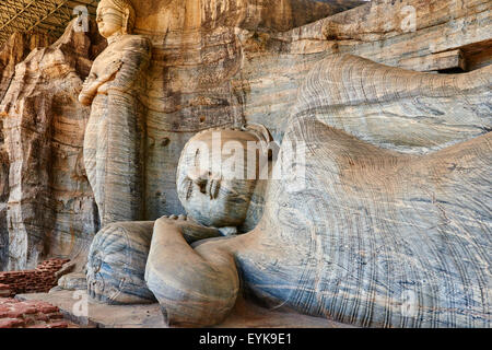 Sri Lanka, Ceylon, North Central Province, ancient city of Polonnaruwa, UNESCO World Heritage Site, Gal Vihara, reclining Buddha Stock Photo