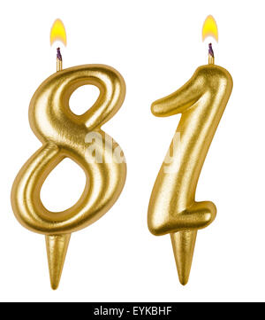 Eighty One Number Birthday candles number eighty one isolated on white background Stock ...